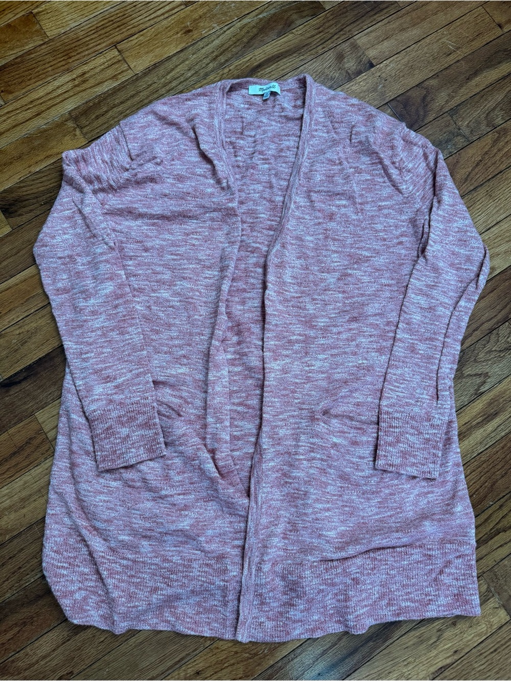 Madewell Women’s Pink Marled Open-Front Women's Cardigan, Size XS